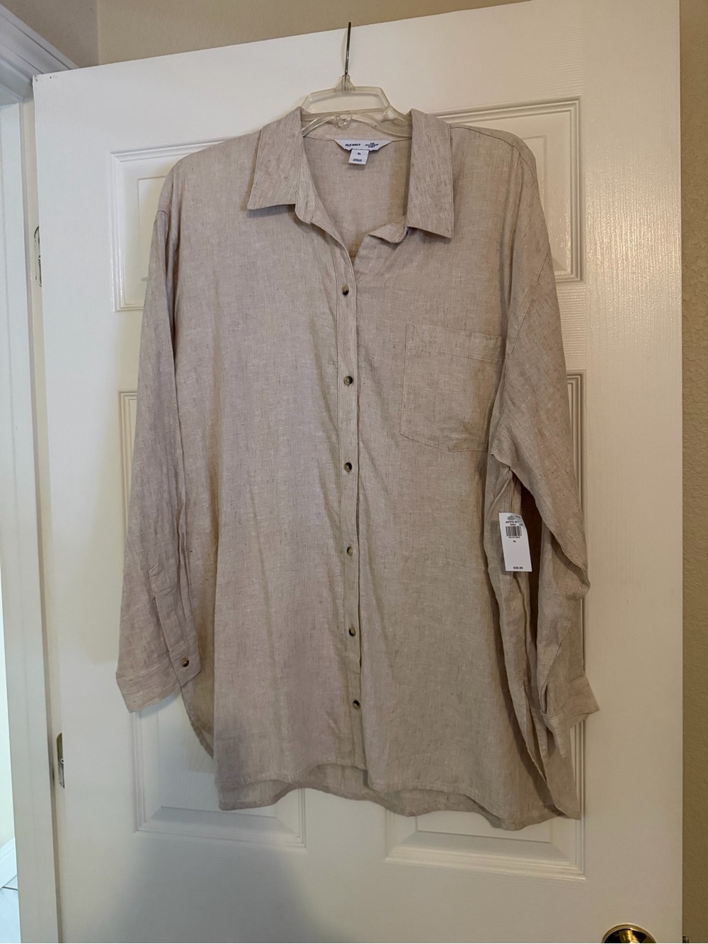 Women’s Relaxed Linen Button-Up Shirt - Beige